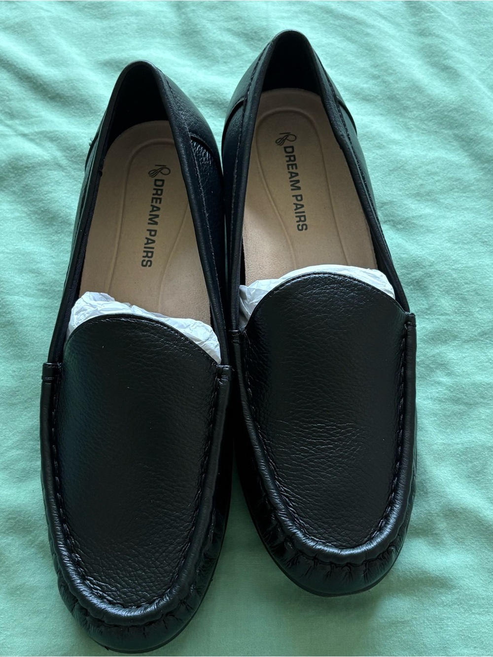 NWTIB Dream Pairs Women’s Black Leatherette Loafers Corporate Slip on shoe plain
